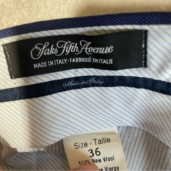 Saks Fifth Avenue Pants men’s Size 36 Navy Blue Wool made in Italy - Picture 4 of 8